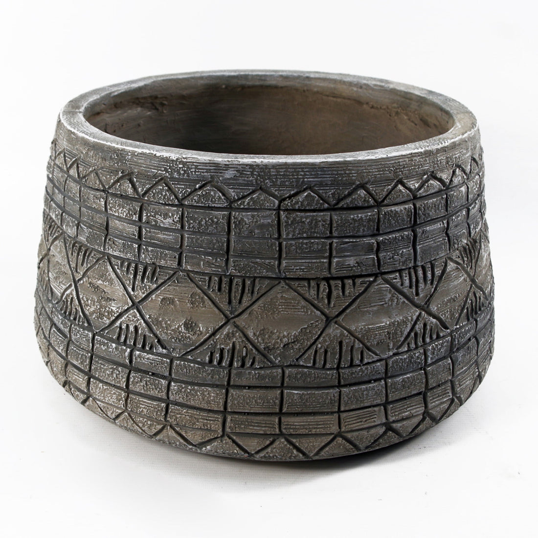 22cm x 37cm Large Grey Gliese Embossed Planter — Botanik artificial plants
