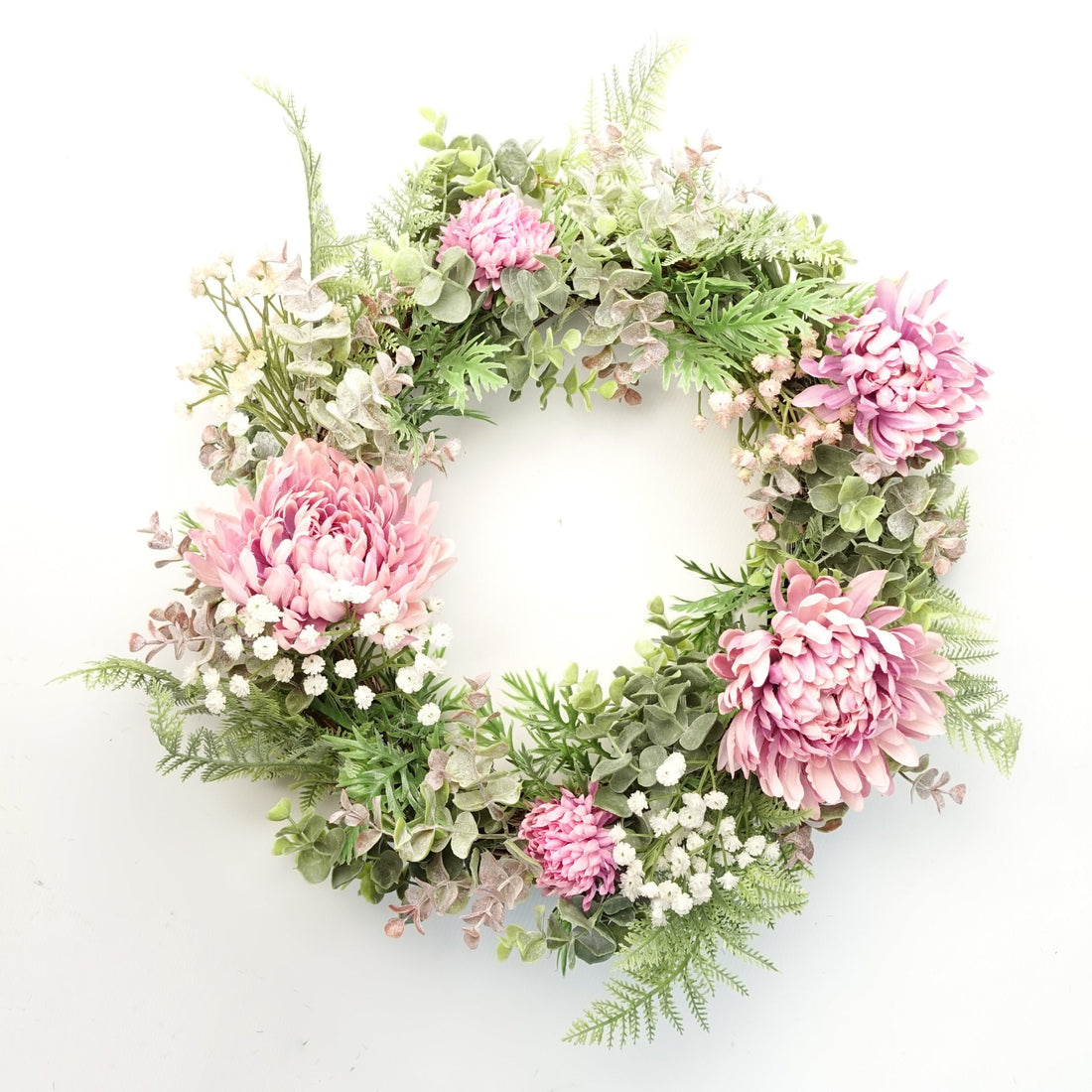 45cm Artificial Pink Floral Blossom Wreath — Botanik artificial plants