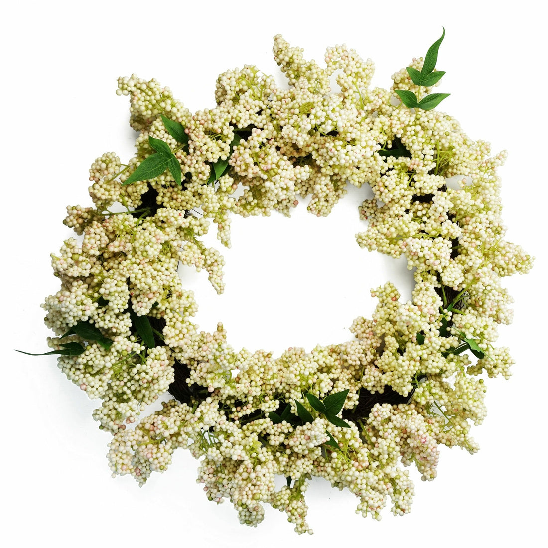 55cm Artificial Hanging White Berries Wreath — Botanik artificial plants