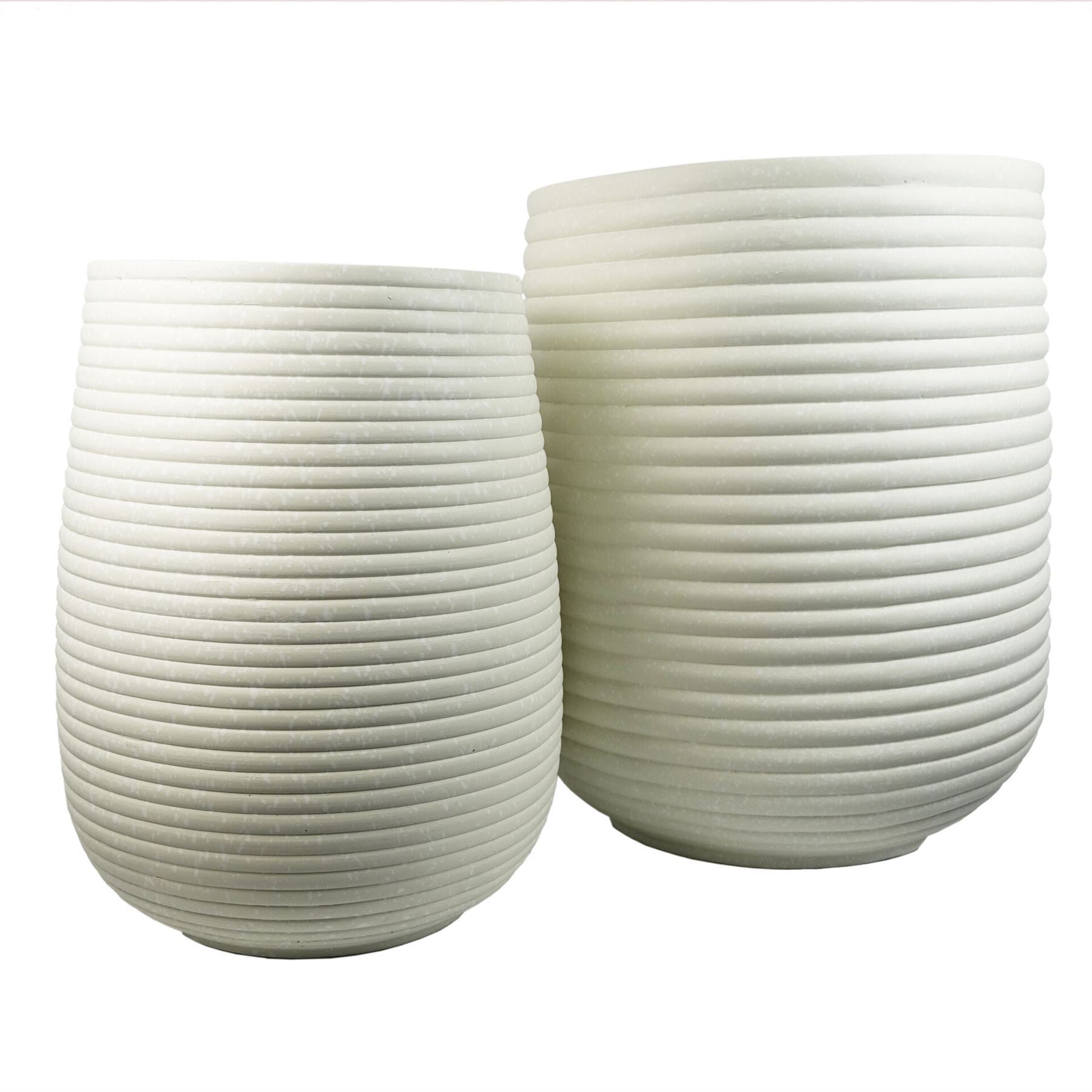 41cm x 30cm Mikos Large Ridged Composite Planter - Stone Colour - Premium Quality