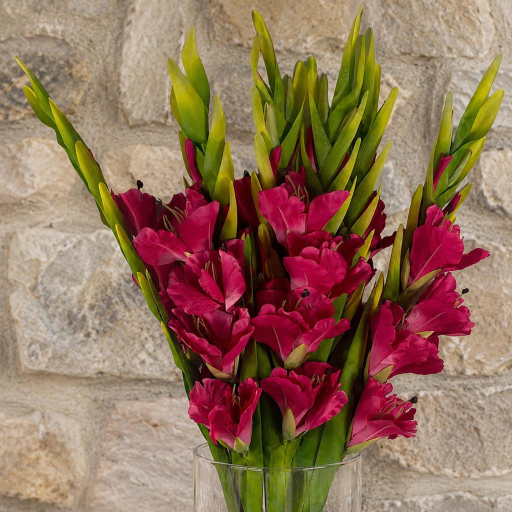 Pack of 6 x 115cm Artificial Pink Gladioli Stem - Premium Quality
