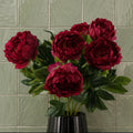 Pack of 6 x 80cm Artificial Dark Pink Peony Stem - Premium Quality