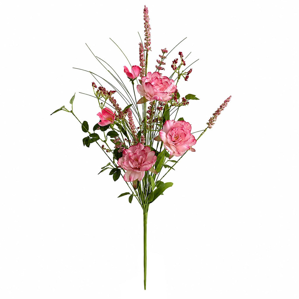 Faux Pink Peony and Wildflower Bunches, 52cm Ready-Made Bouquets - Set of 6