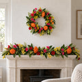 Bright Spring Faux Wreath and Garland Set, 50cm Wreath with 140cm Marigold Garland