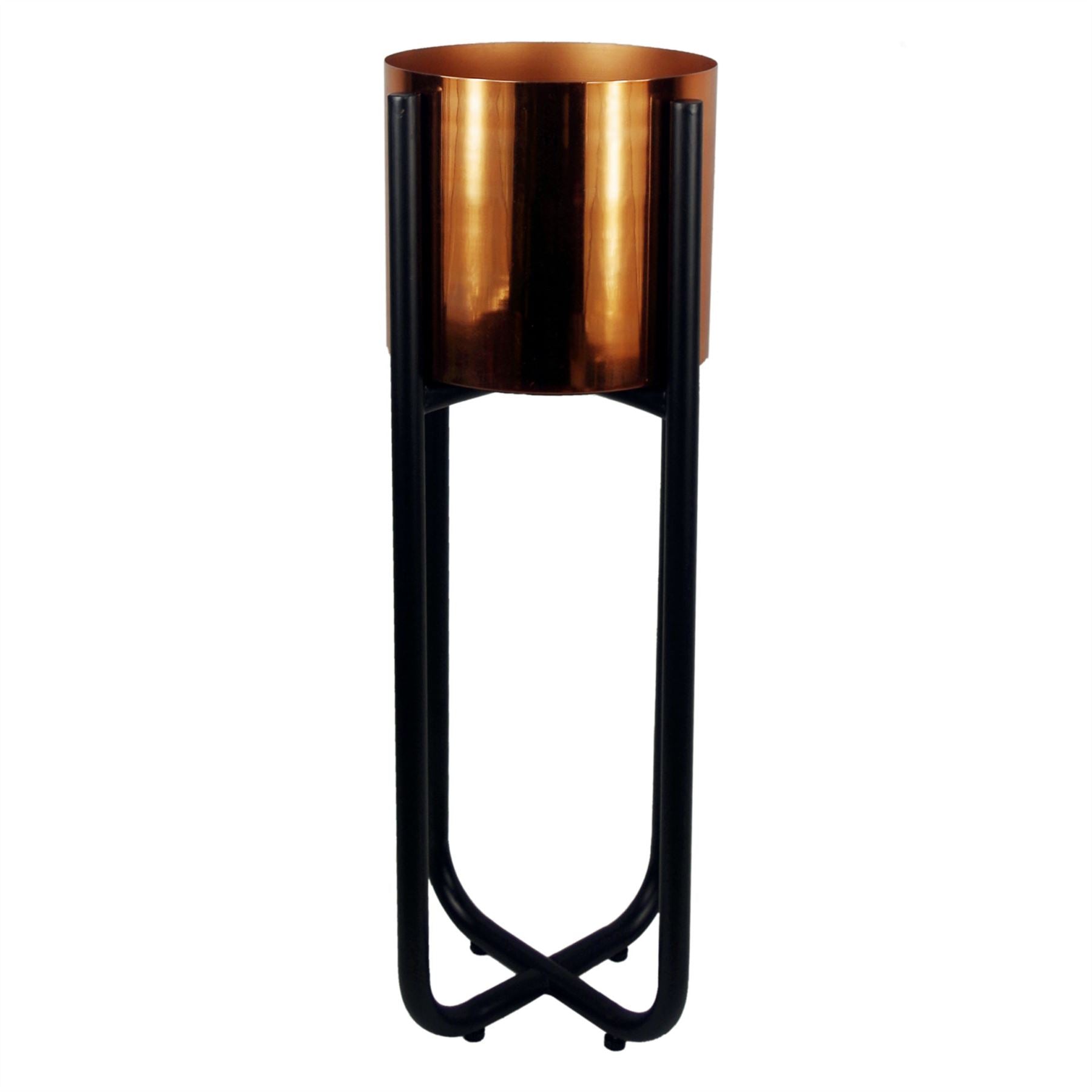 Tall Black Stand with Gold Metal Planter 62cm x 18cm