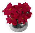 Pack of Artificial Christmas Xmas Poinsettias in a Large Metal Planter