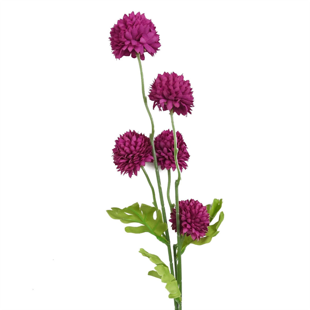 Pack of 6 x 50cm Dahlia Pompom Pink Artificial Stem - Premium Quality