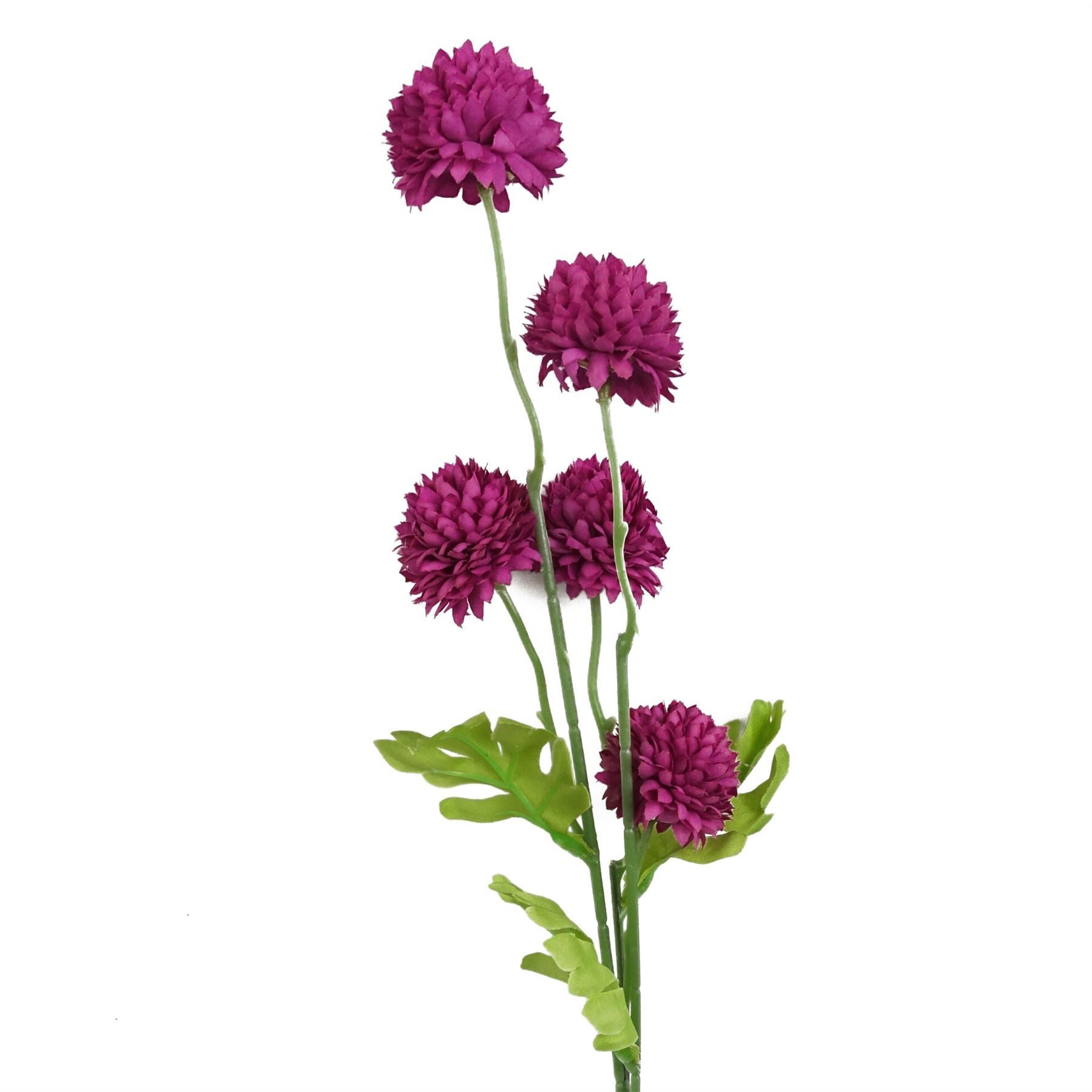 Pack of 6 x 50cm Dahlia Pompom Pink Artificial Stem - Premium Quality
