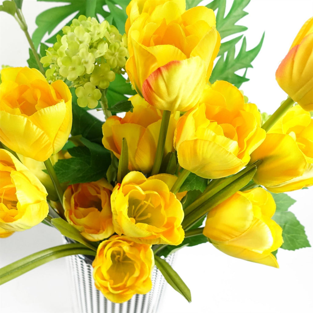 Pack of 6 x 80cm Artificial Tulip Yellow Stem - Premium Quality