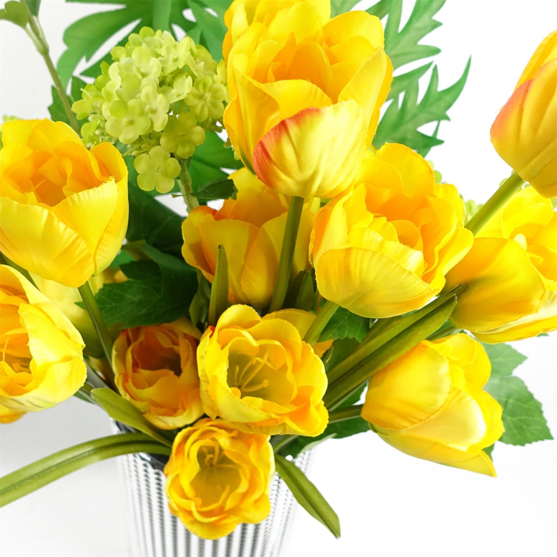 Pack of 6 x 80cm Artificial Tulip Yellow Stem - Premium Quality