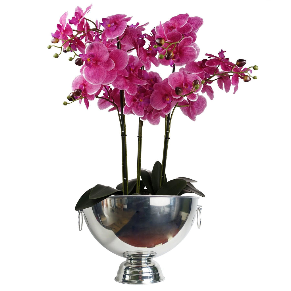 29cm XL Silver Champagne Bowl Metal Planter - Premium Quality
