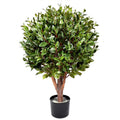 90cm Artificial UV Resistant Gloxinia Single Ball Topiary with 1608 Leaves and Natural Trunk