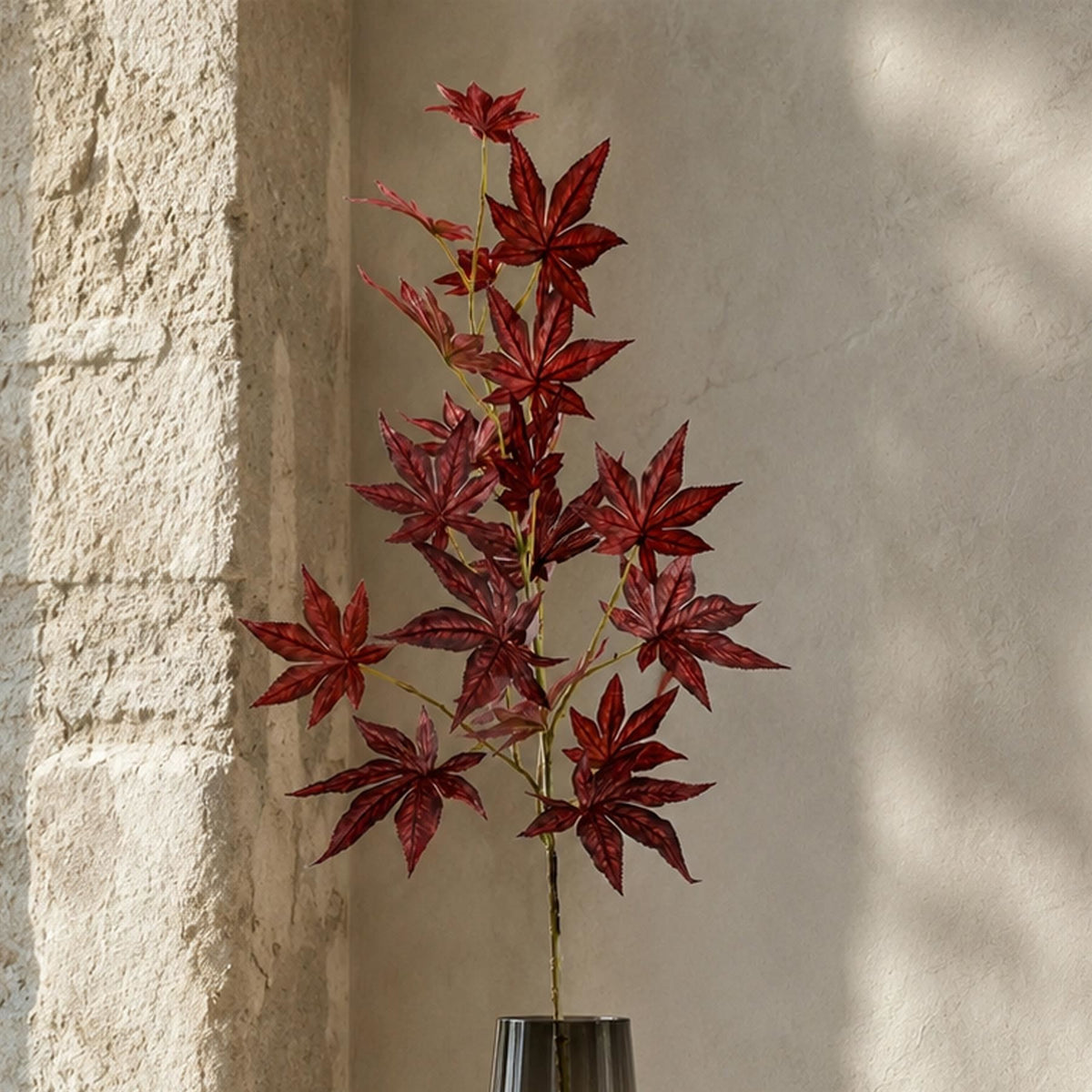 Red Faux Autumn Leaf Branches, 90cm Japanese-Style Sprays - Set of 6