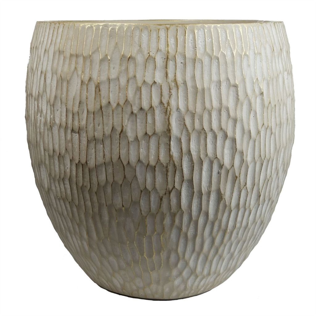 43cm Inoke Embossed Large Stone Colour Composite Planter Plant Pot - Premium Quality
