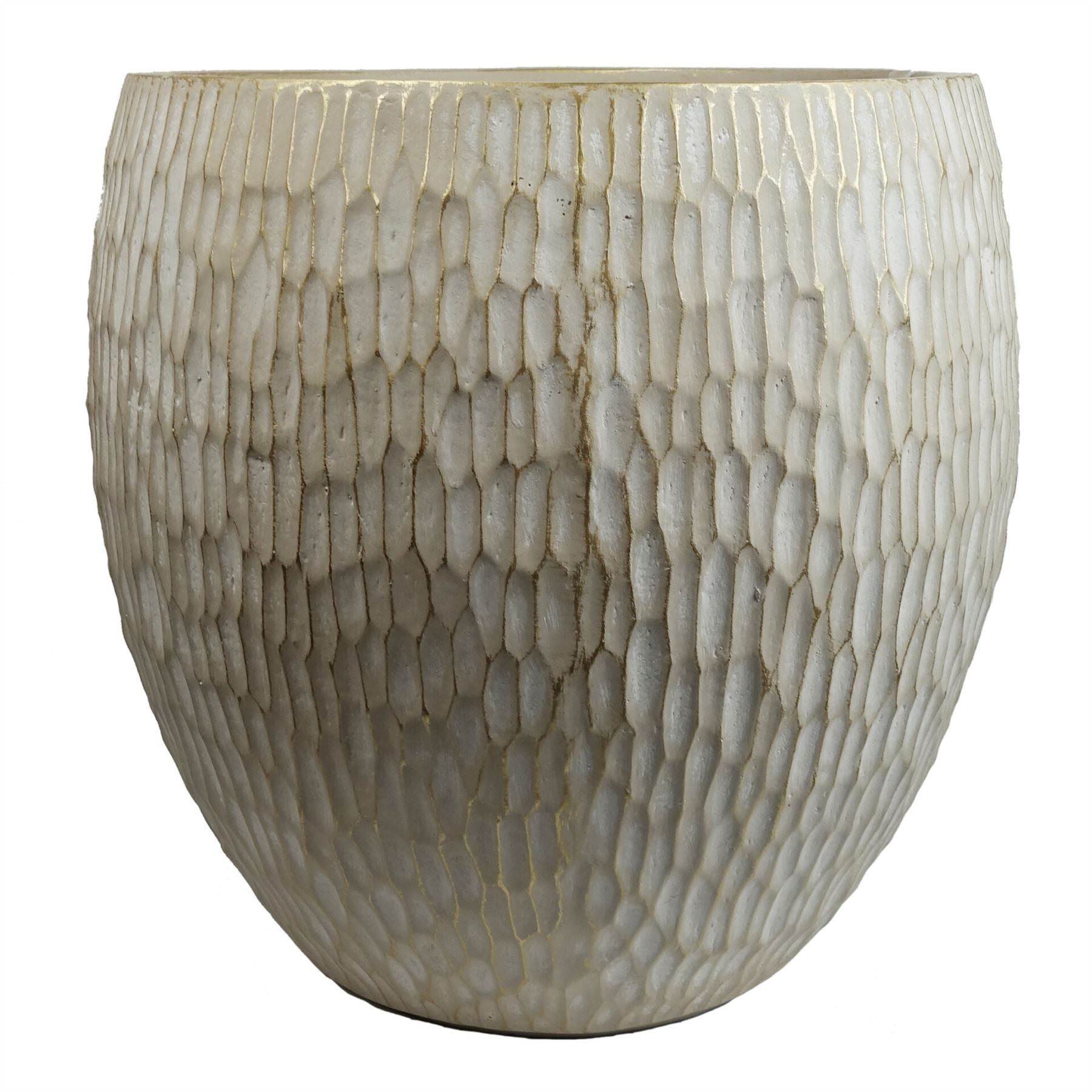 43cm Inoke Embossed Large Stone Colour Composite Planter Plant Pot - Premium Quality