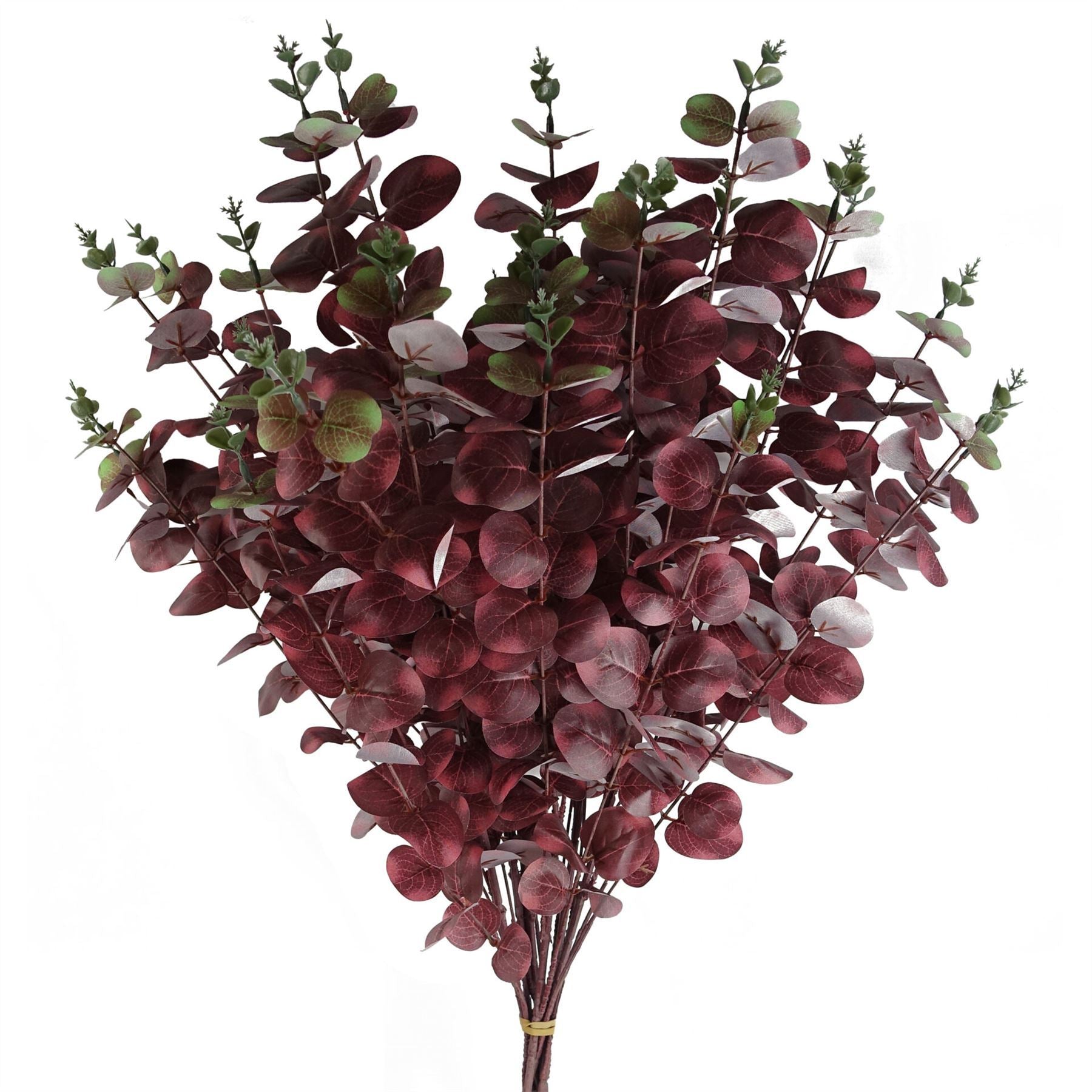 Pack of 6 x 100cm Artificial Eucalyptus Foliage Burgundy - Premium Quality