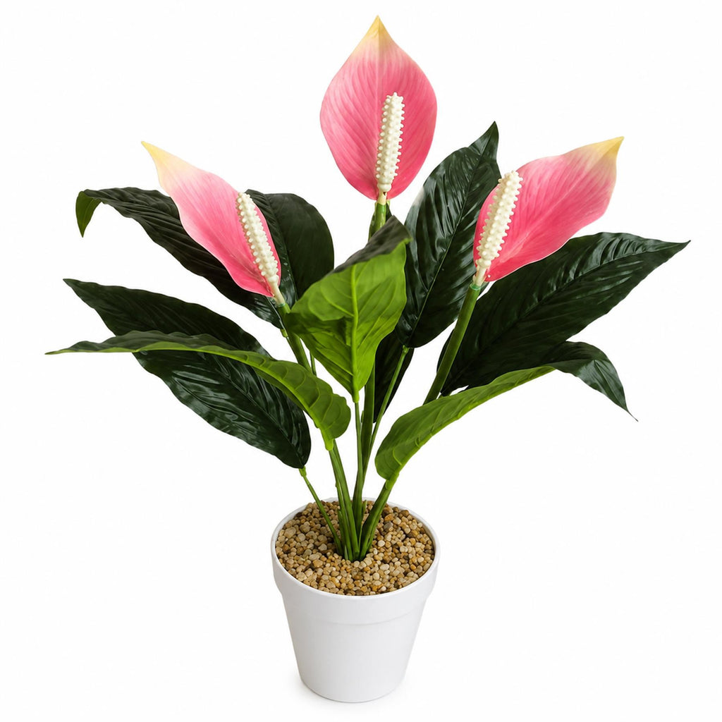 Faux Peace Lily Plant in Pot, 38cm Small Flowering House Plant