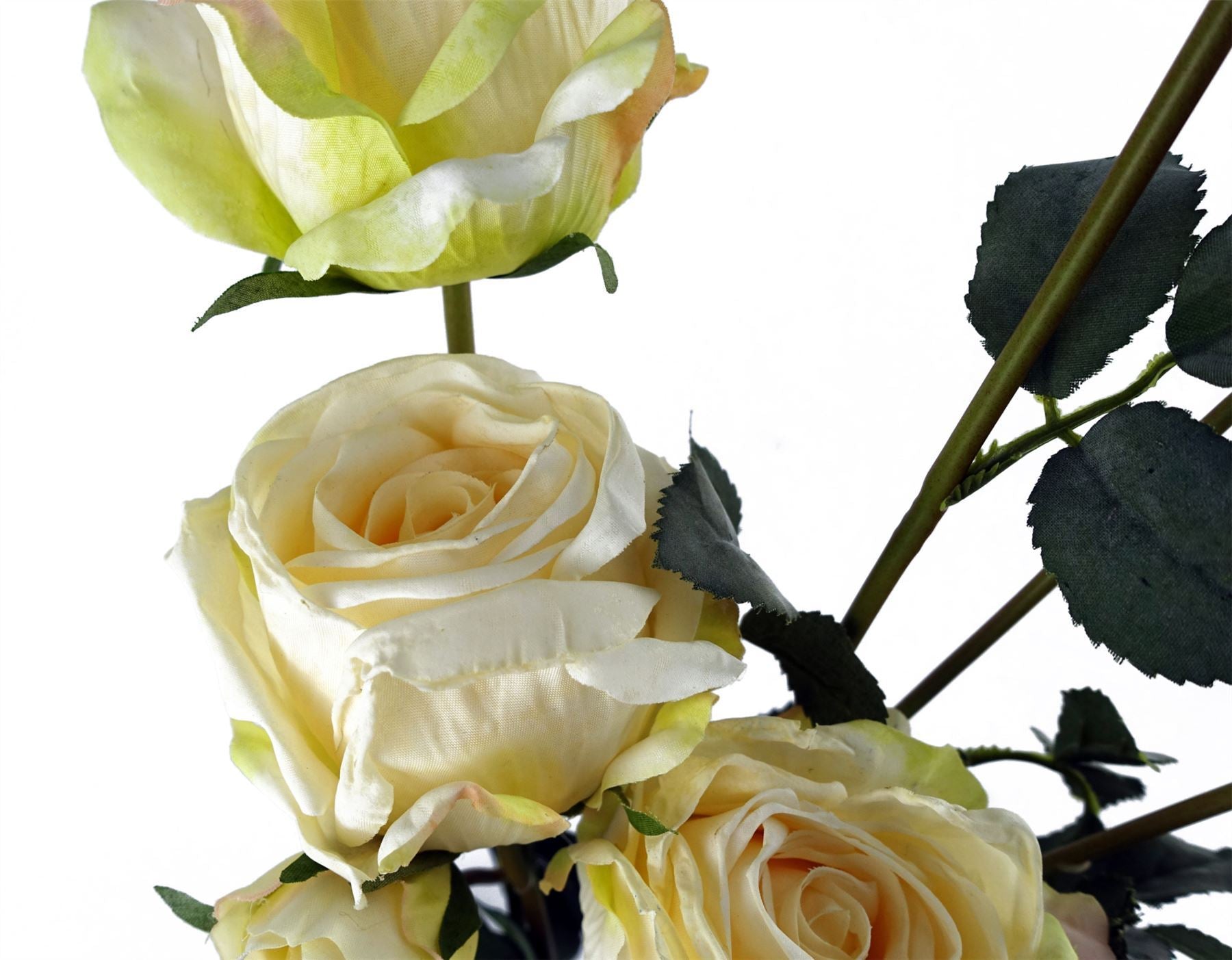 6 x 60cm Cream Rose Artificial Flower Sprays - 24 Flowers 18 Buds - Premium Quality