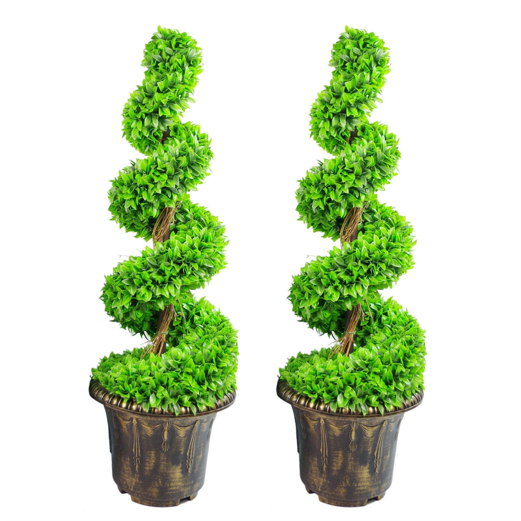 90cm Artificial Green Large Botanik Spiral with Decorative Planter - Premium Quality