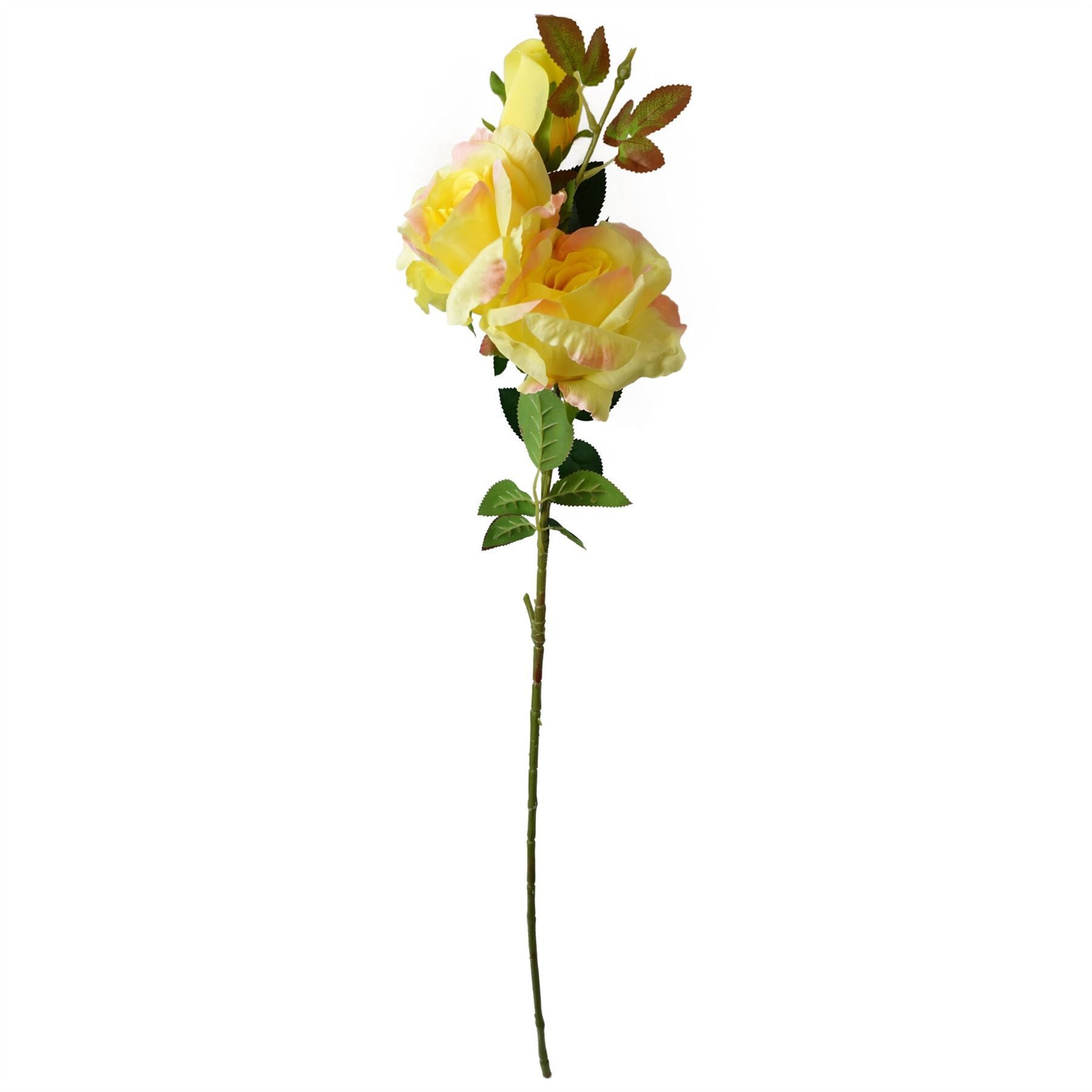 Pack of 6 x 80cm Artificial Yellow Rose Stem - 18 flowers - Premium Quality