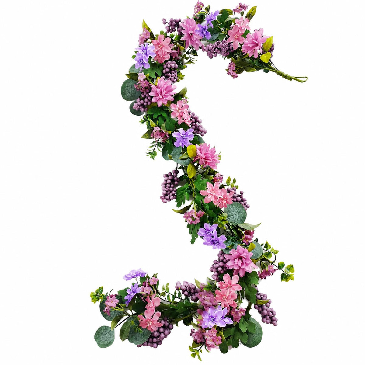 Pink and Purple Faux Flower Garland, 155cm Romantic Hanging Floral Trail