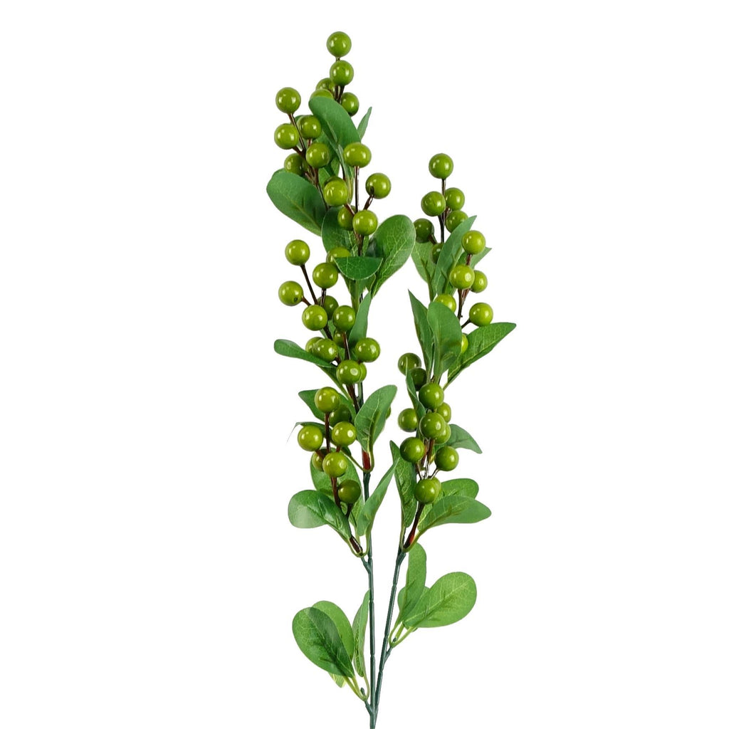 Pack of 6 x 70cm Artificial Green Berry Spray - Premium Quality