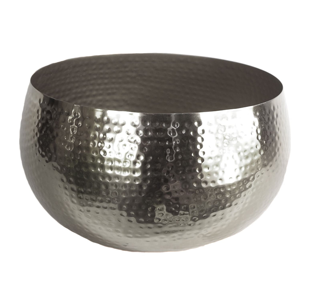 Large Artificial Ferns Display with XL Metal Silver Bowl Planter 50x65cm - Premium Quality