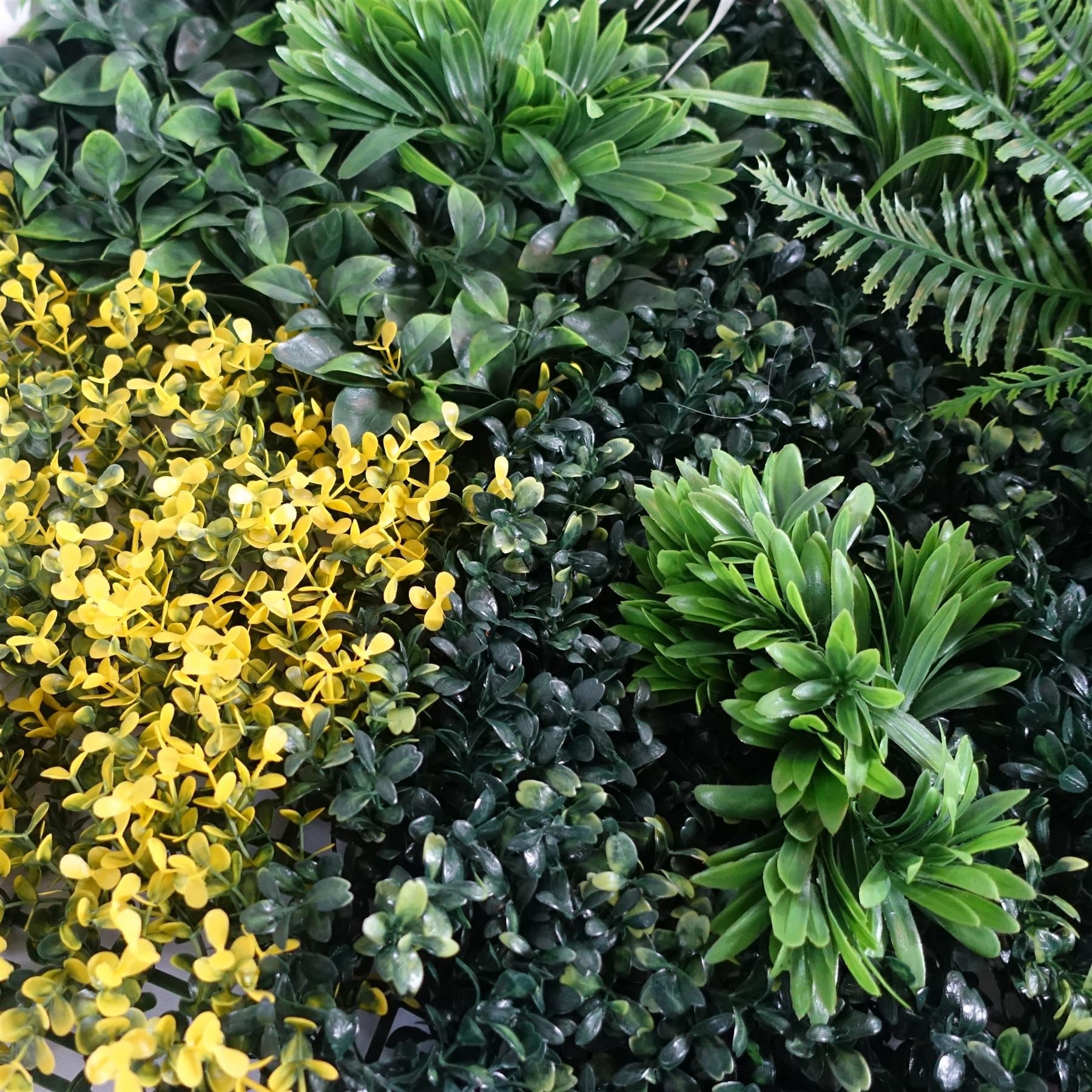 100cm Artificial Tropical Mixed Foliage Green Wall Panel with Red and Yellow Floral Detail - Premium Quality