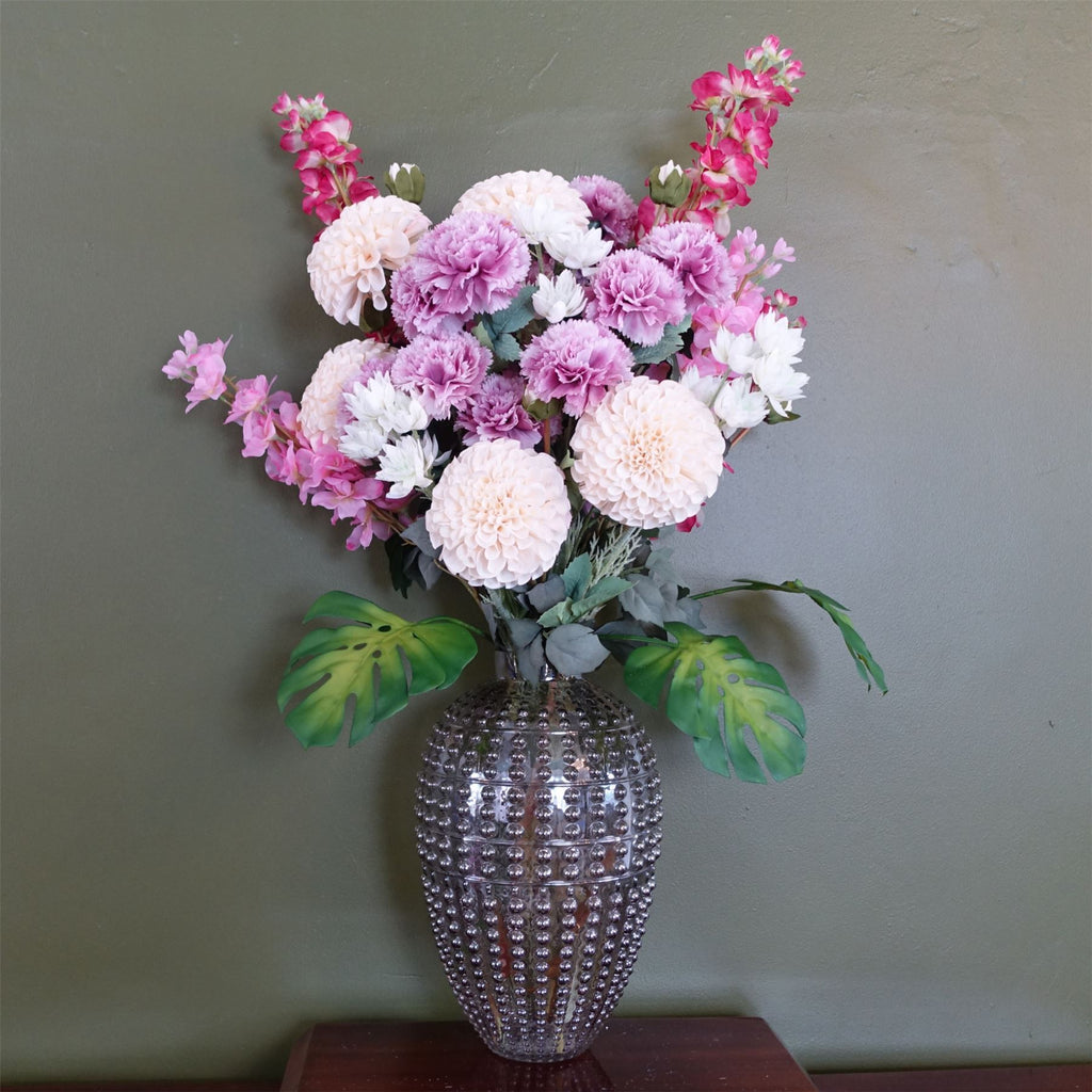75cm Dahlia Artificial Flowers Tropical Blossom Bubble Vase - Premium Quality