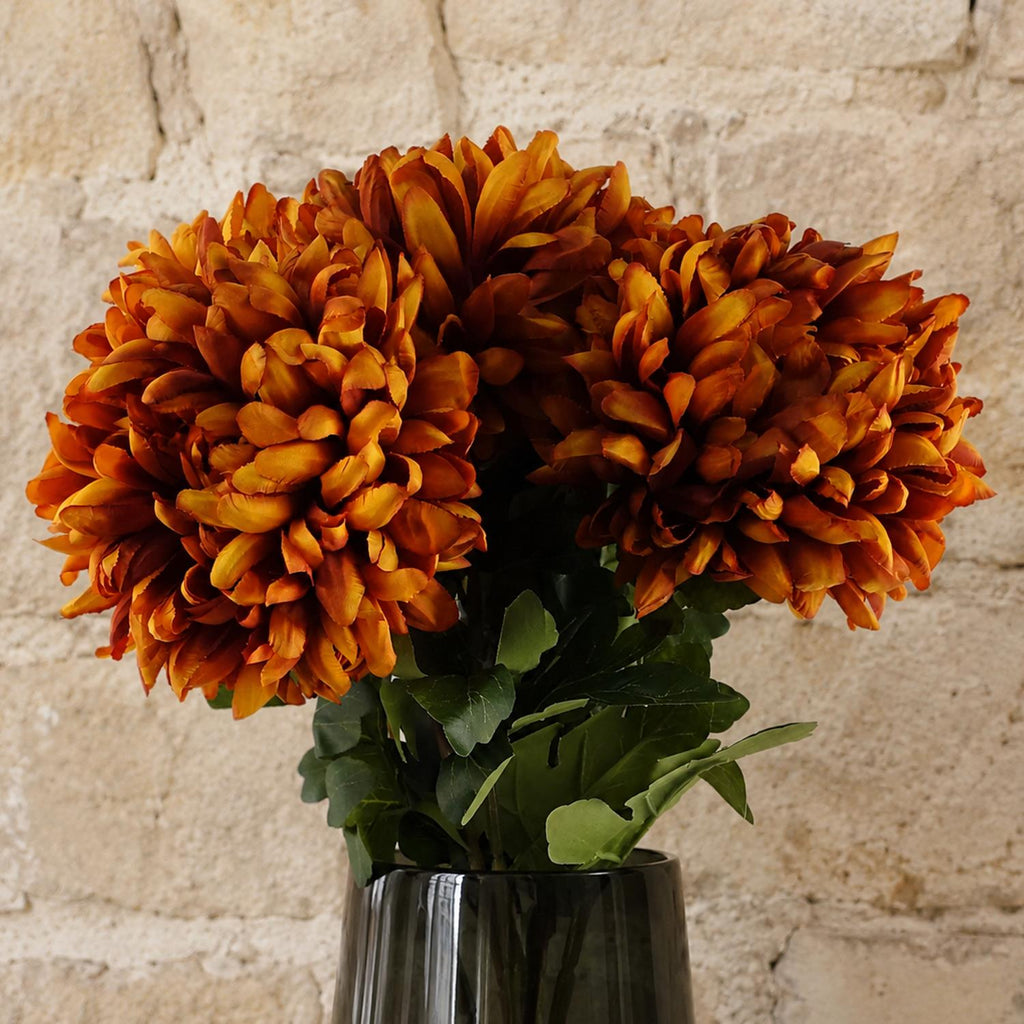 Pack of 6 x 75cm Extra Large Reflex Chrysanthemum - Orange - Premium Quality