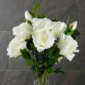 Pack of 6 x 80cm Artificial White Rose Stem - 18 flowers - Premium Quality