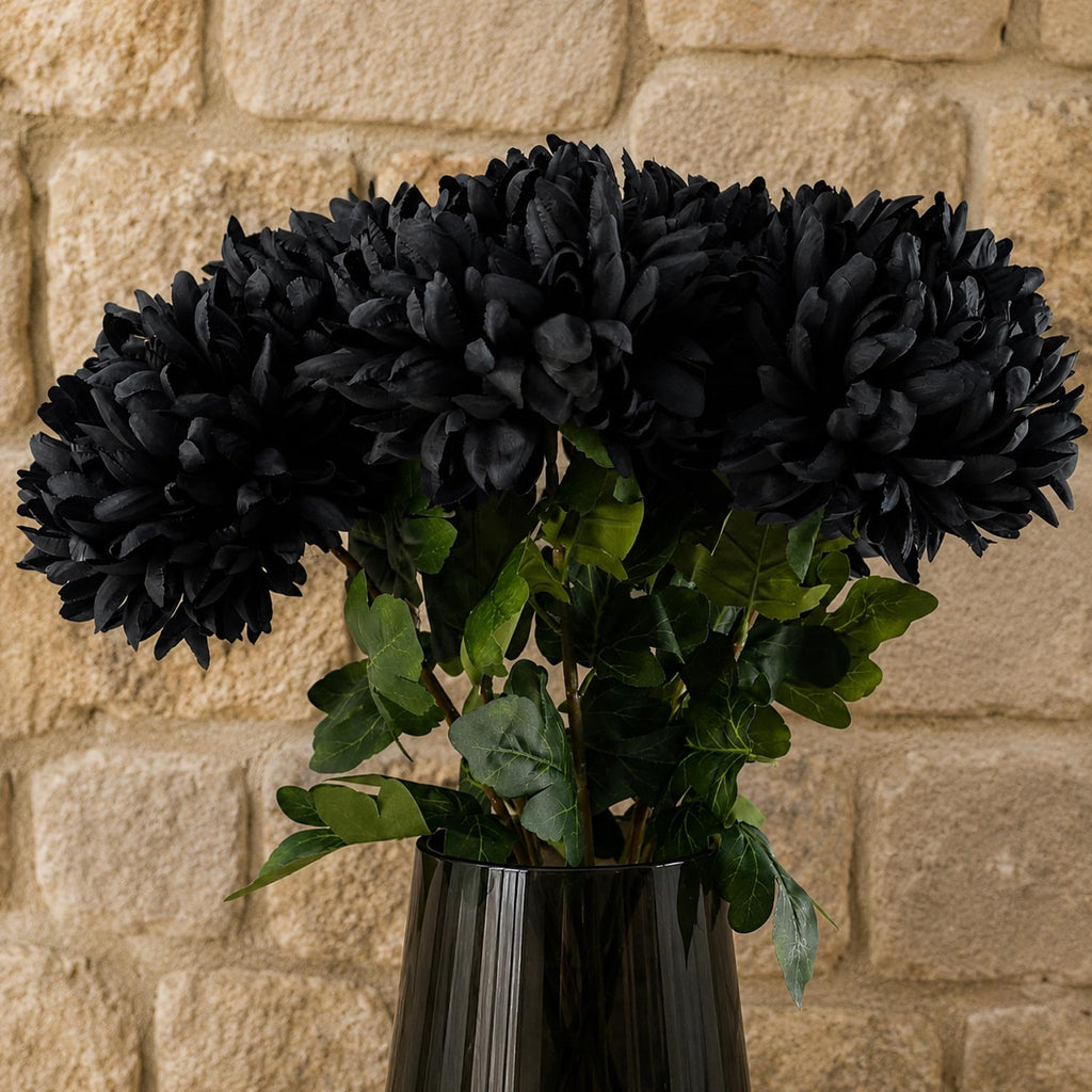 Pack of 6 x 75cm Extra Large Reflex Chrysanthemum - Black - Premium Quality