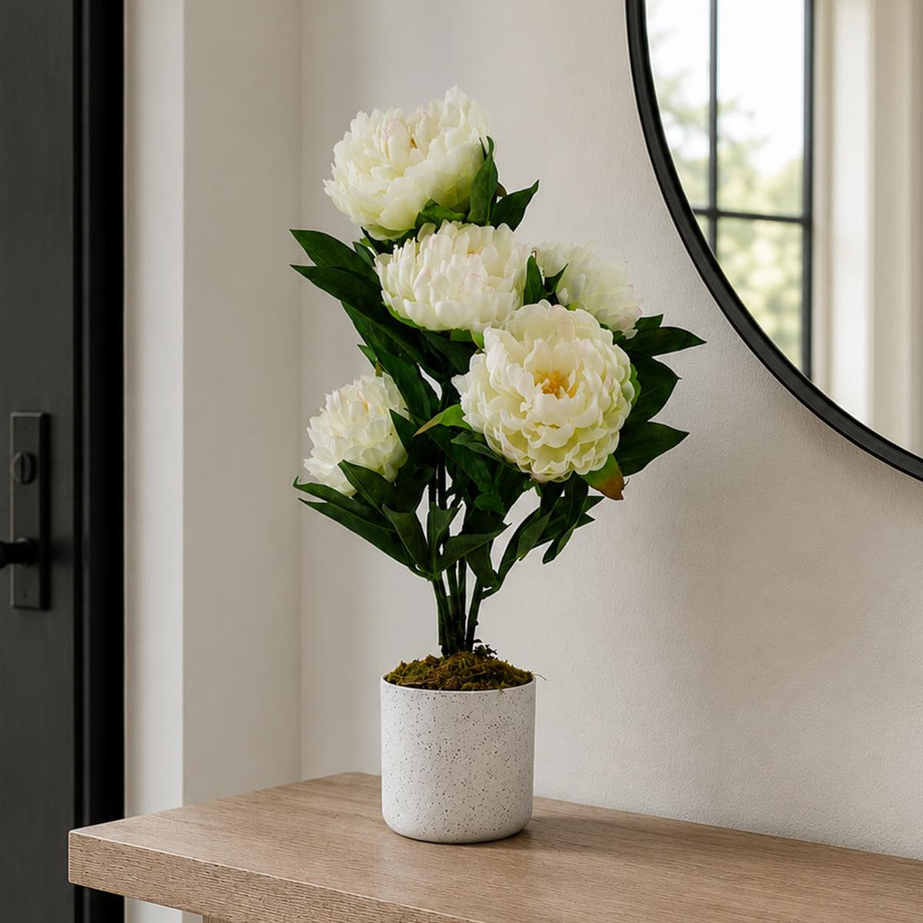 55cm Artificial White Peony Plant - Premium Quality