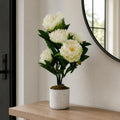 55cm Artificial White Peony Plant - Premium Quality