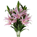 Artificial Pack of 6 x 100cm Large Pink Lily Stem - 18 Flowers - Premium Quality