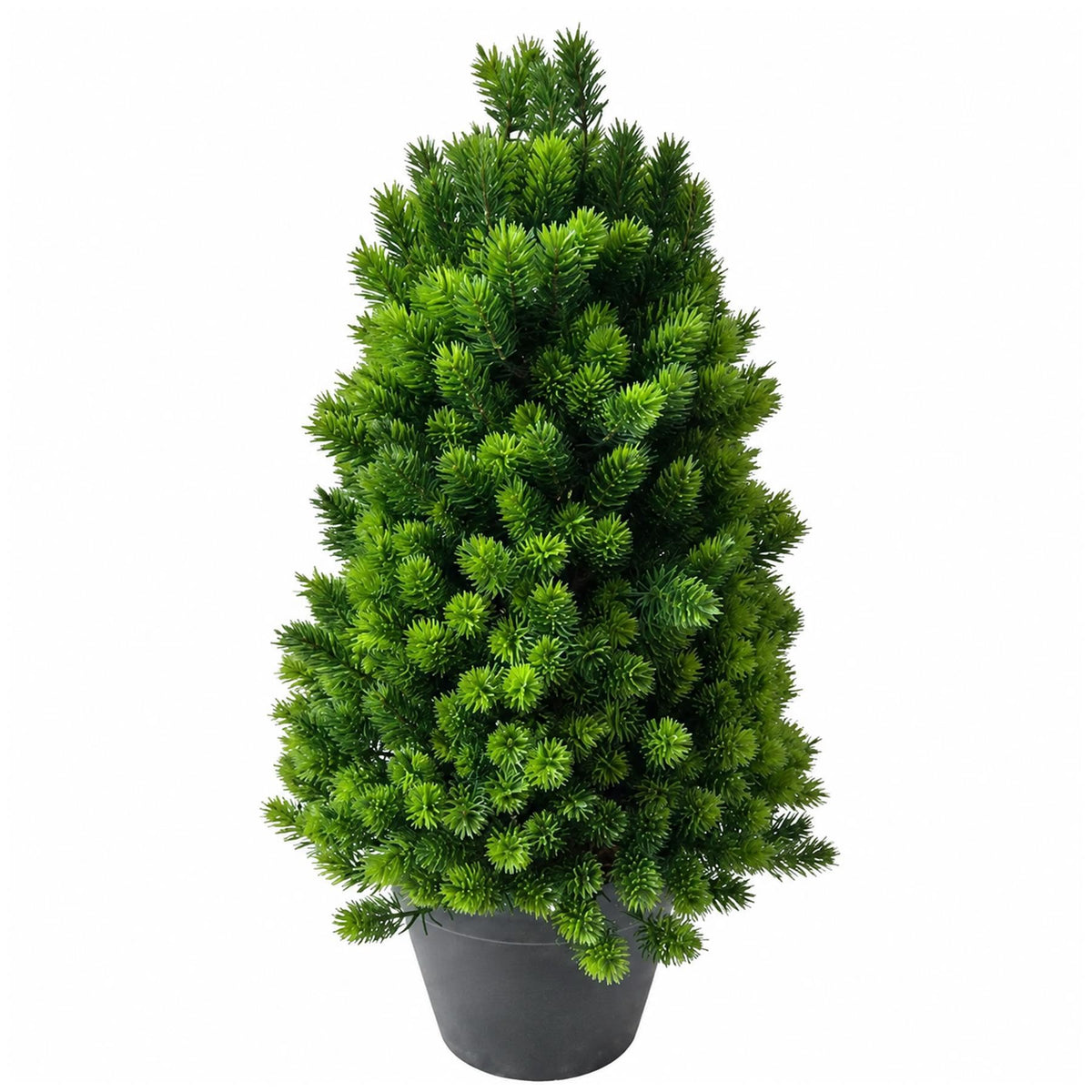 Faux Mini Pine Tree in Dark Pot, 34cm Tabletop Evergreen Plant