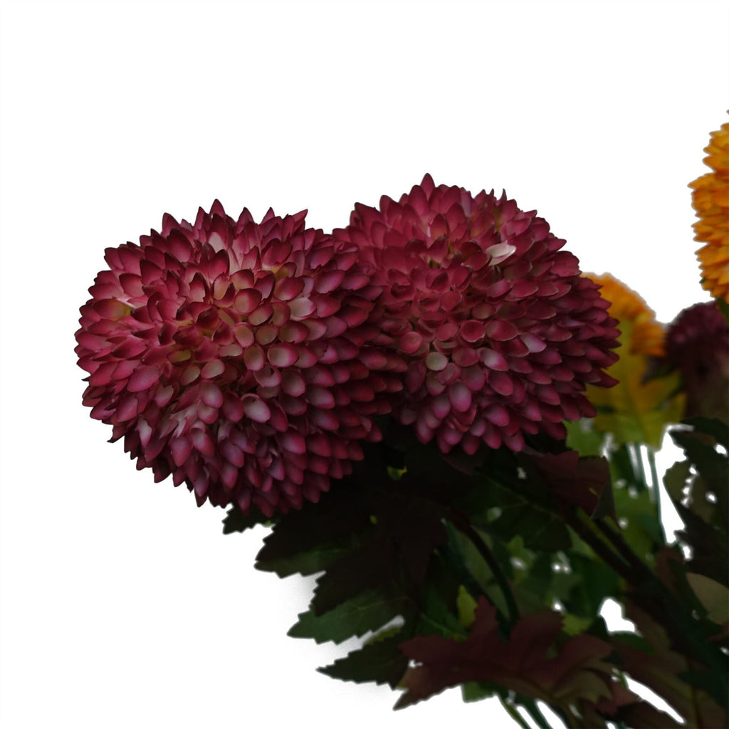 Pack of 6 x 70cm Large Ball Dahlia Artificial Flower Stem Pink - Premium Quality