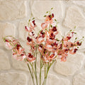 Pack of 6 x 80cm Pink Artificial Mini Orchid Stem - Premium Quality