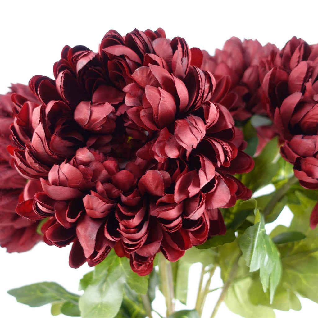 Artificial Pack of 6 x 75cm Extra Large Reflex Chrysanthemum - Red - Premium Quality