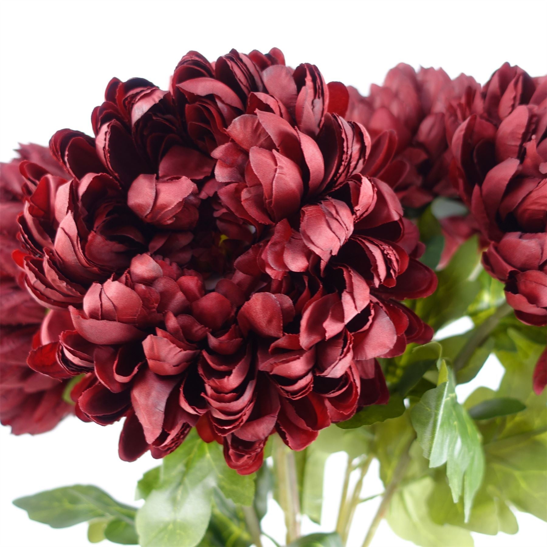 Artificial Pack of 6 x 75cm Extra Large Reflex Chrysanthemum - Red - Premium Quality