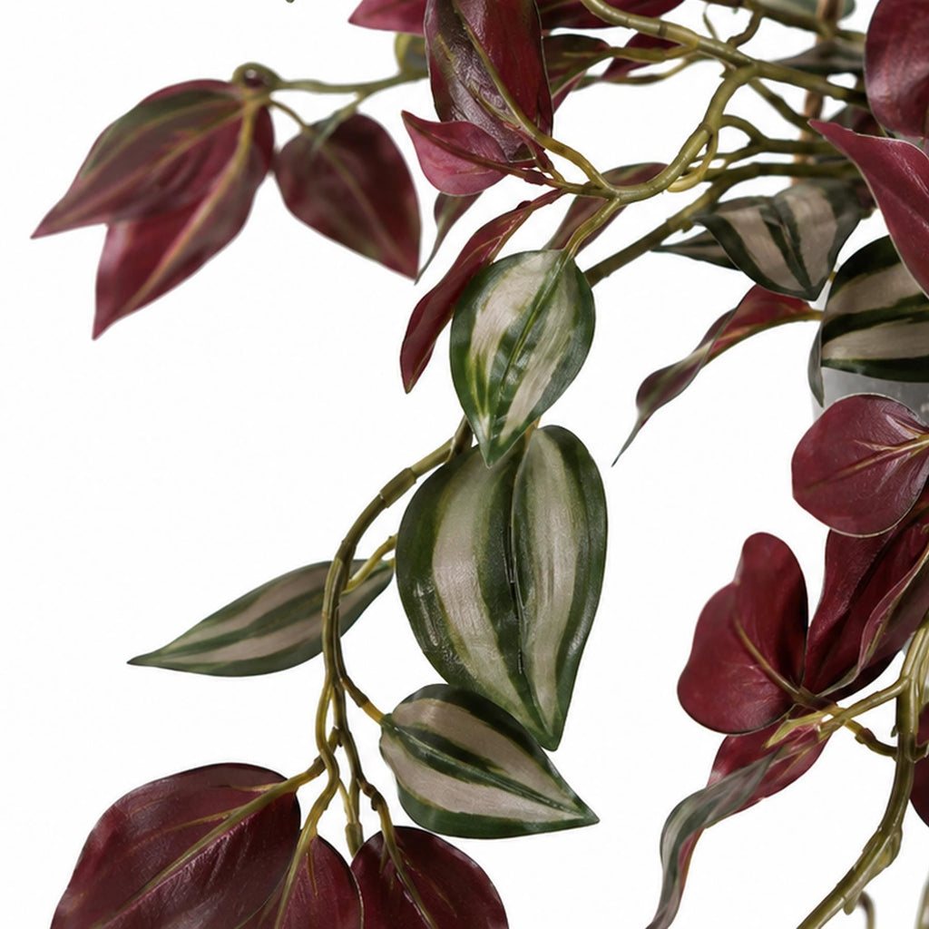Faux Tradescantia Hanging Plant, 70cm Trailing in Grey Pot with Hanger