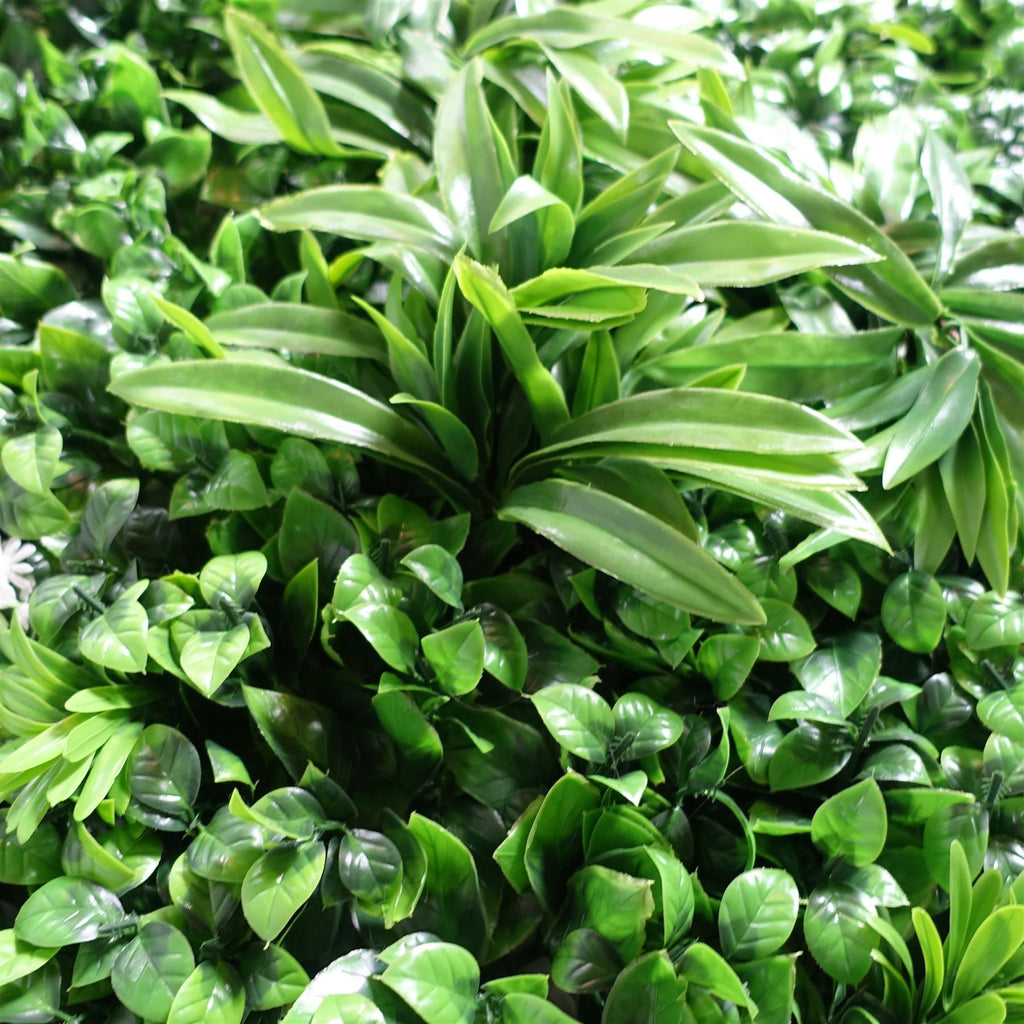 100cm Artificial Mixed Foliage Green Wall Panel with Floral Detail Faux Living Wall - Premium Quality