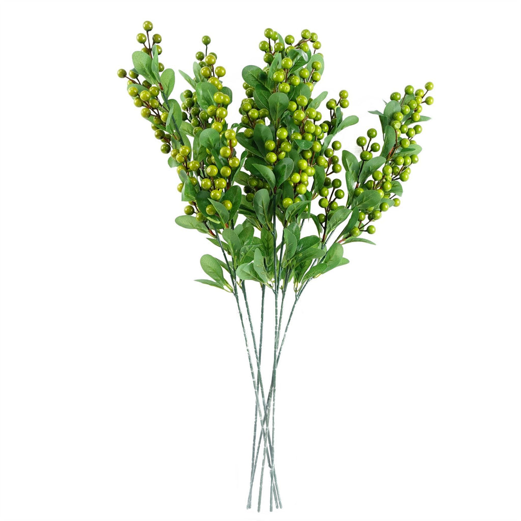 Pack of 6 x 70cm Artificial Green Berry Spray - Premium Quality