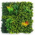 100cm Artificial Mixed Green Foliage Wall Panel with Ferns and Yellow Grass Accents - Premium Quality