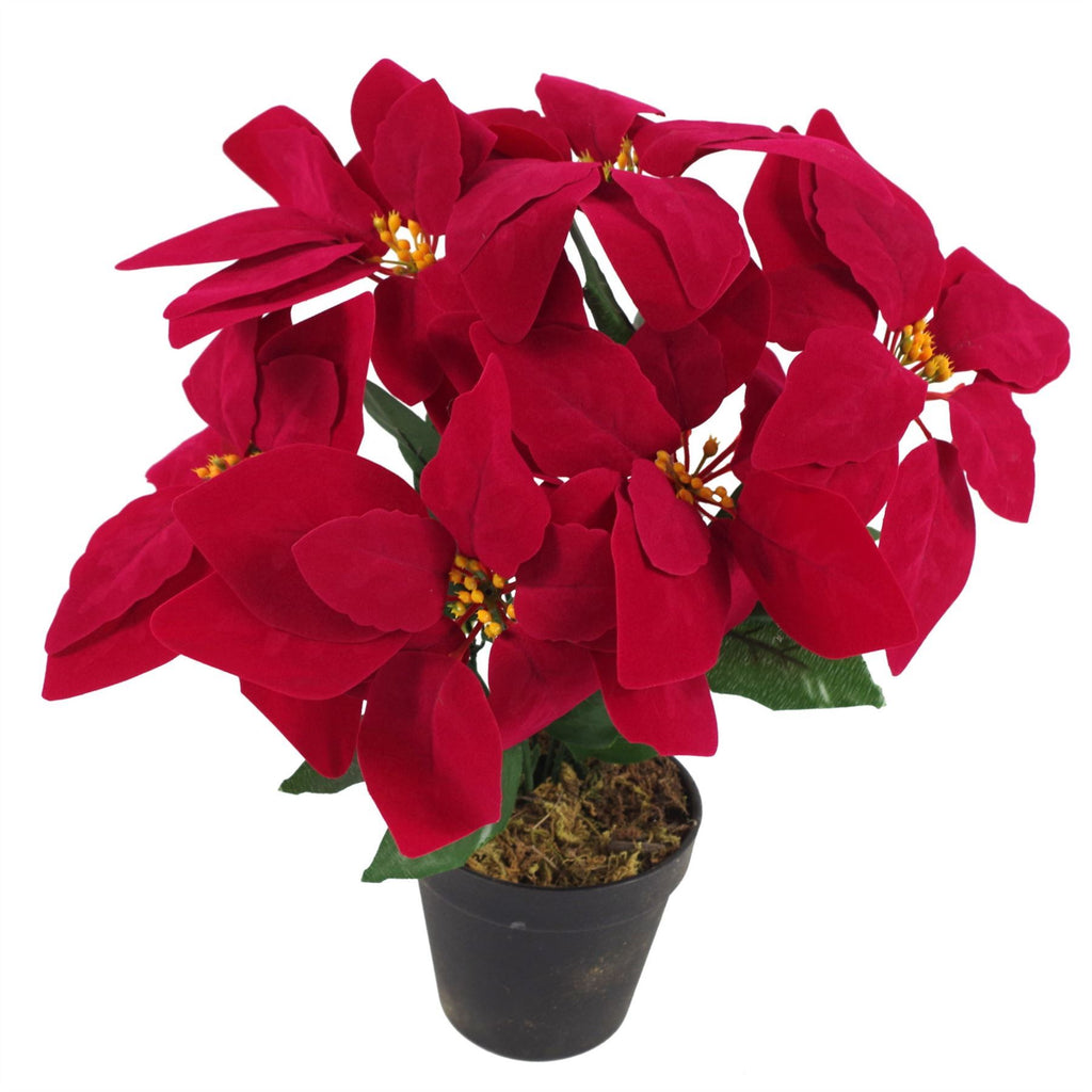 Artificial Christmas Xmas Red Poinsettia 40cm Potted Houseplant - Premium Quality