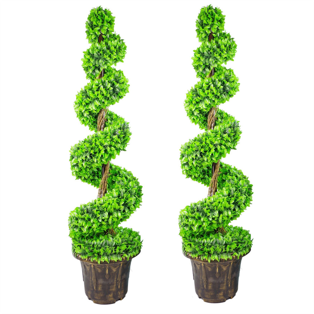 120cm Artificial Green Large Botanik Spiral with Decorative Planter - Premium Quality