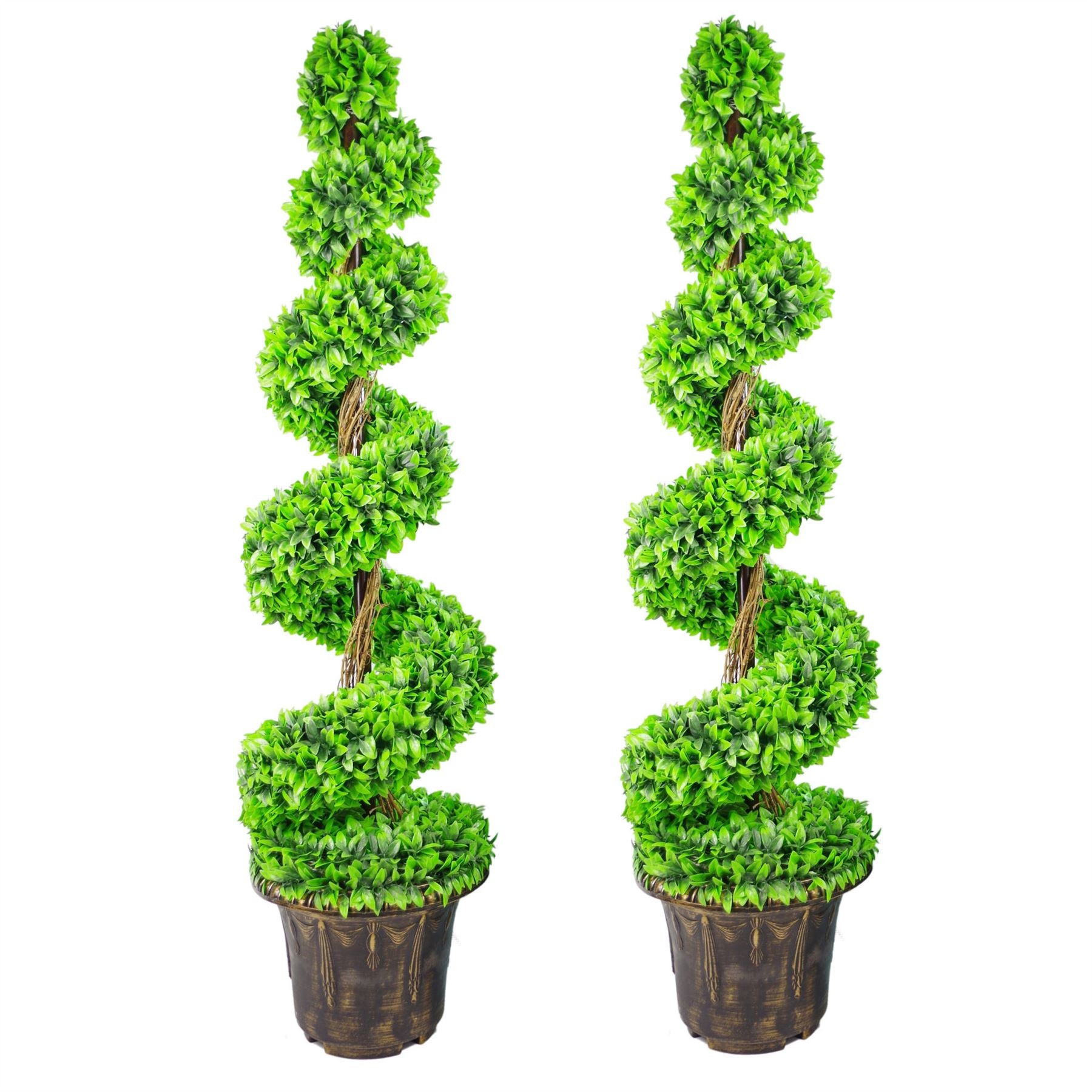 120cm Artificial Green Large Botanik Spiral with Decorative Planter - Premium Quality