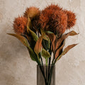 Pack of 6 x 70cm Globe Thistle Yellow Ball Artificial Flower Stem - Premium Quality