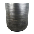 39cm x 33cm Coya Silver Ridged Planter Large Composite Plant Pot - Premium Quality