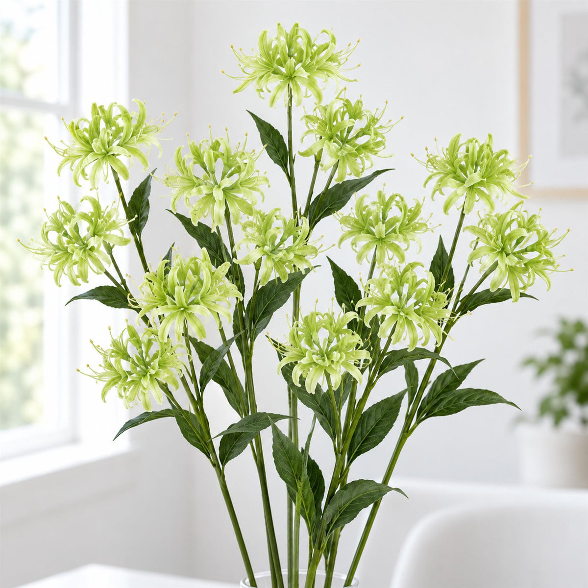 Faux Spider Lily Stems, 72cm with 3 Flower Heads - Set of 6